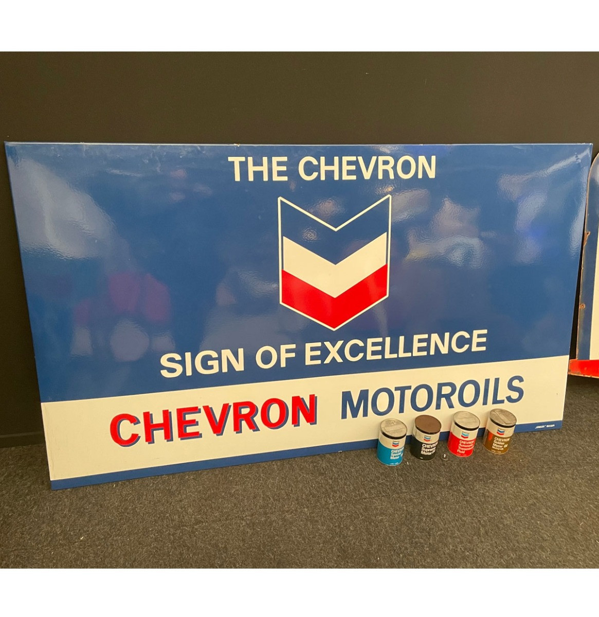 Groot Chevron Motor Oils Emaille Bord
