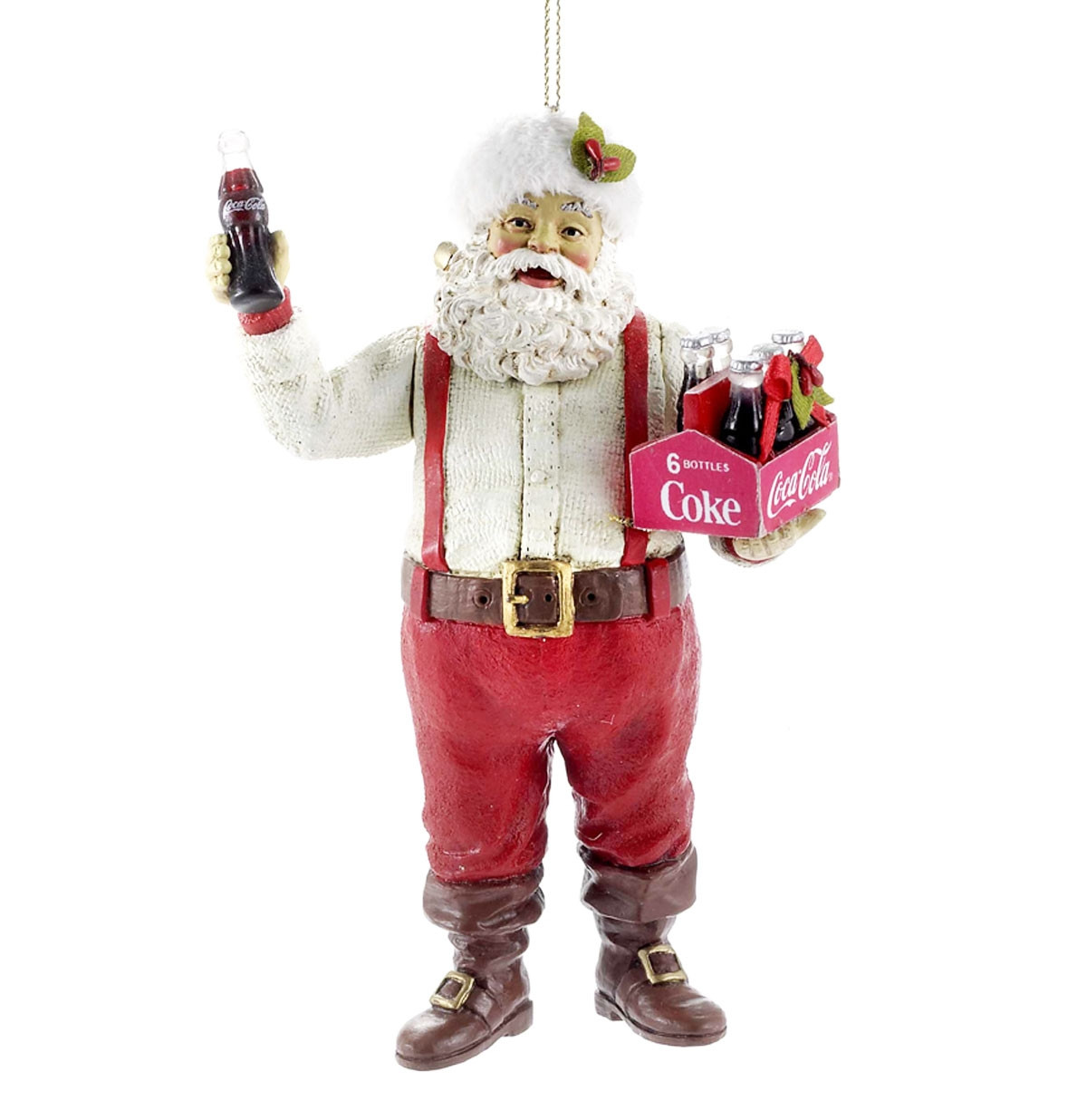 Coca-Cola Santa Claus Holding 6-pack Christmas Ornament
