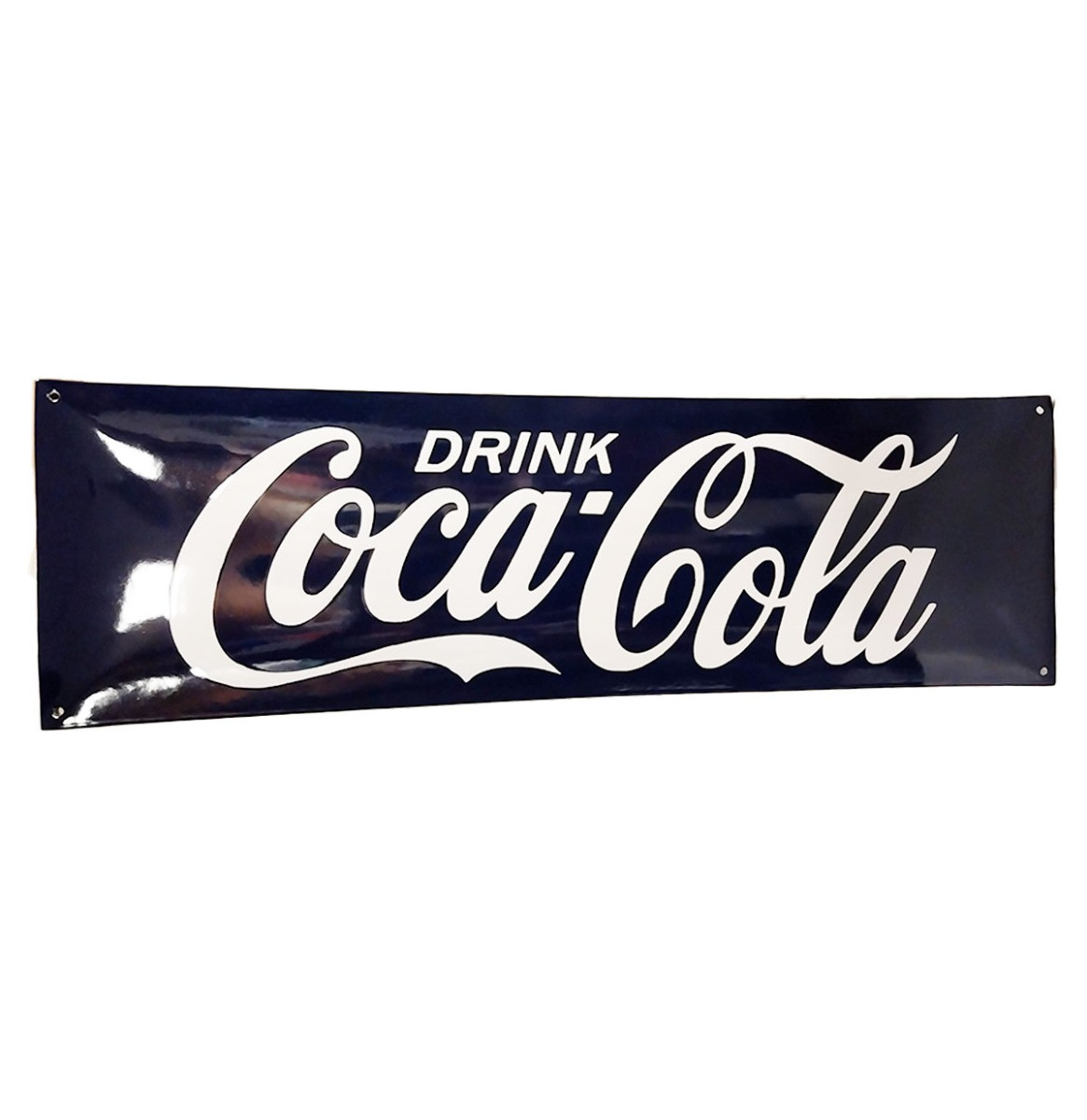 Coca-Cola Logo Donkerblauw Emaille Bord - 70 x 22cm