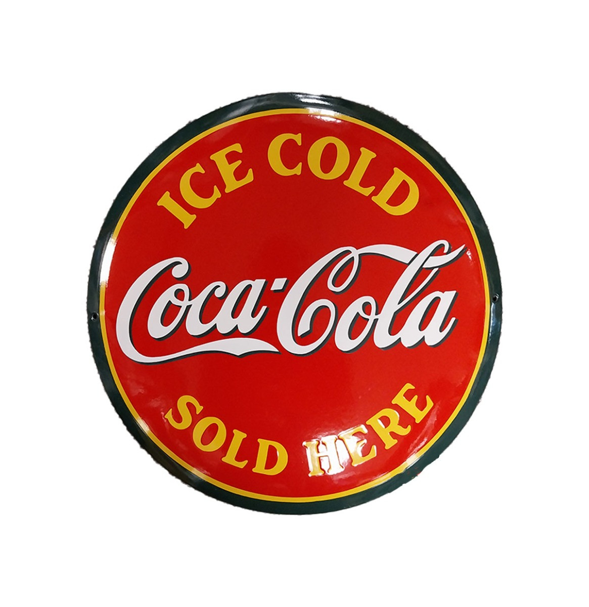 Coca-Cola Ice Cold Sold Here Emaille Bord- Ø40cm