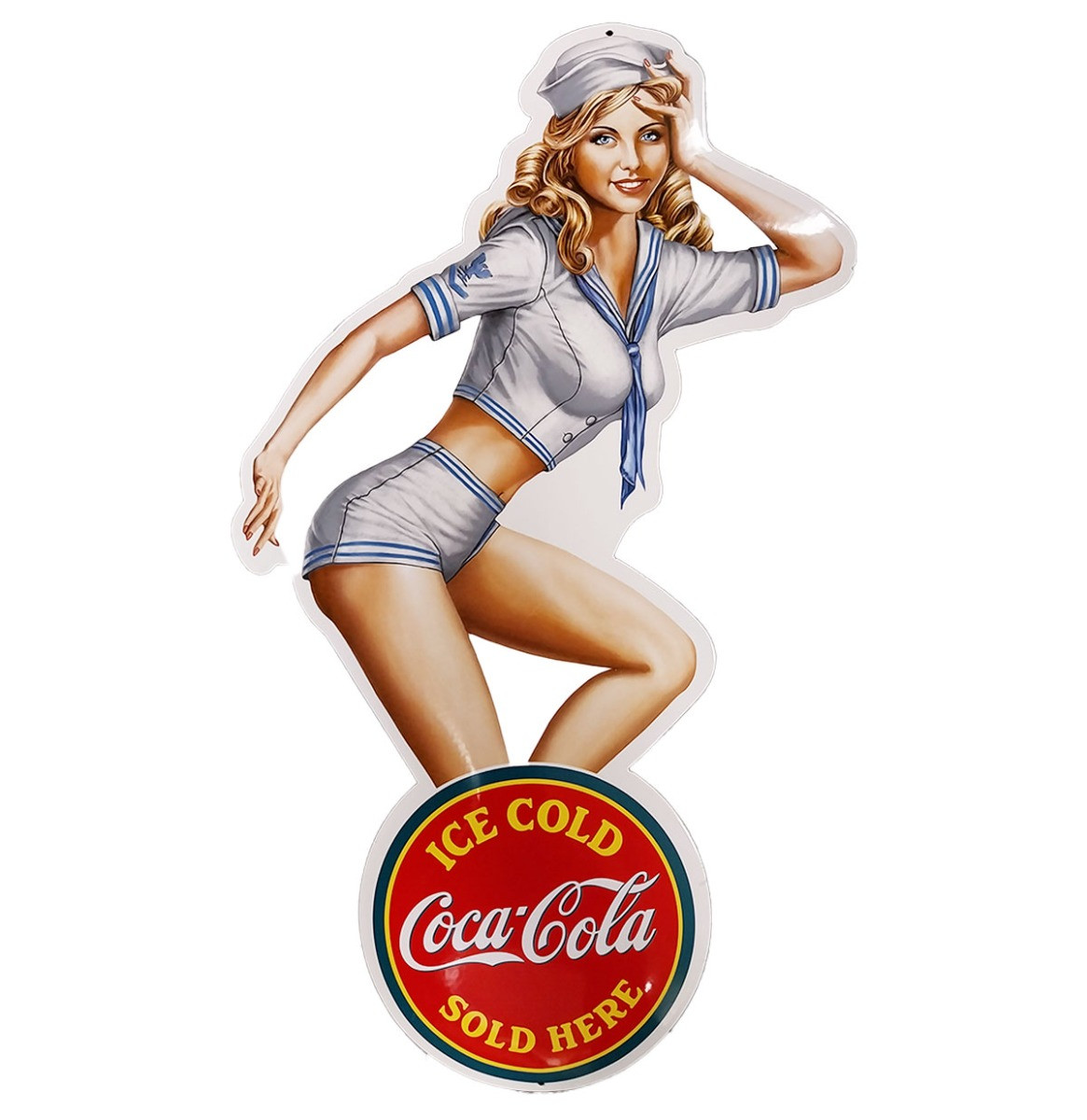 Coca-Cola Pin-Up Emaille Bord - 73 x 39cm