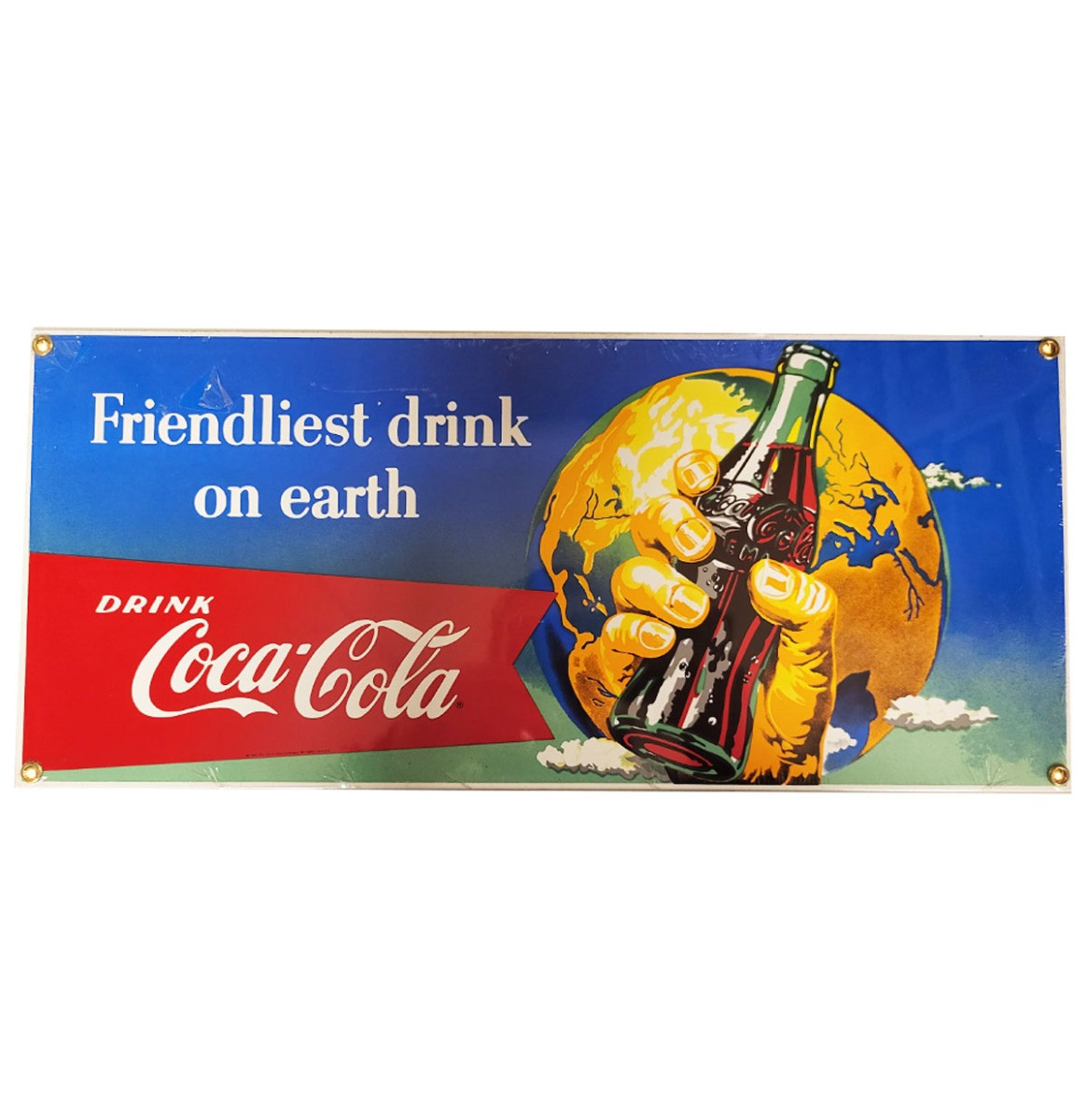 Coca-Cola - Friendliest Drink On Earth Emaille Bord - 42 x 18 cm - Ande Rooney 1990&apos;s