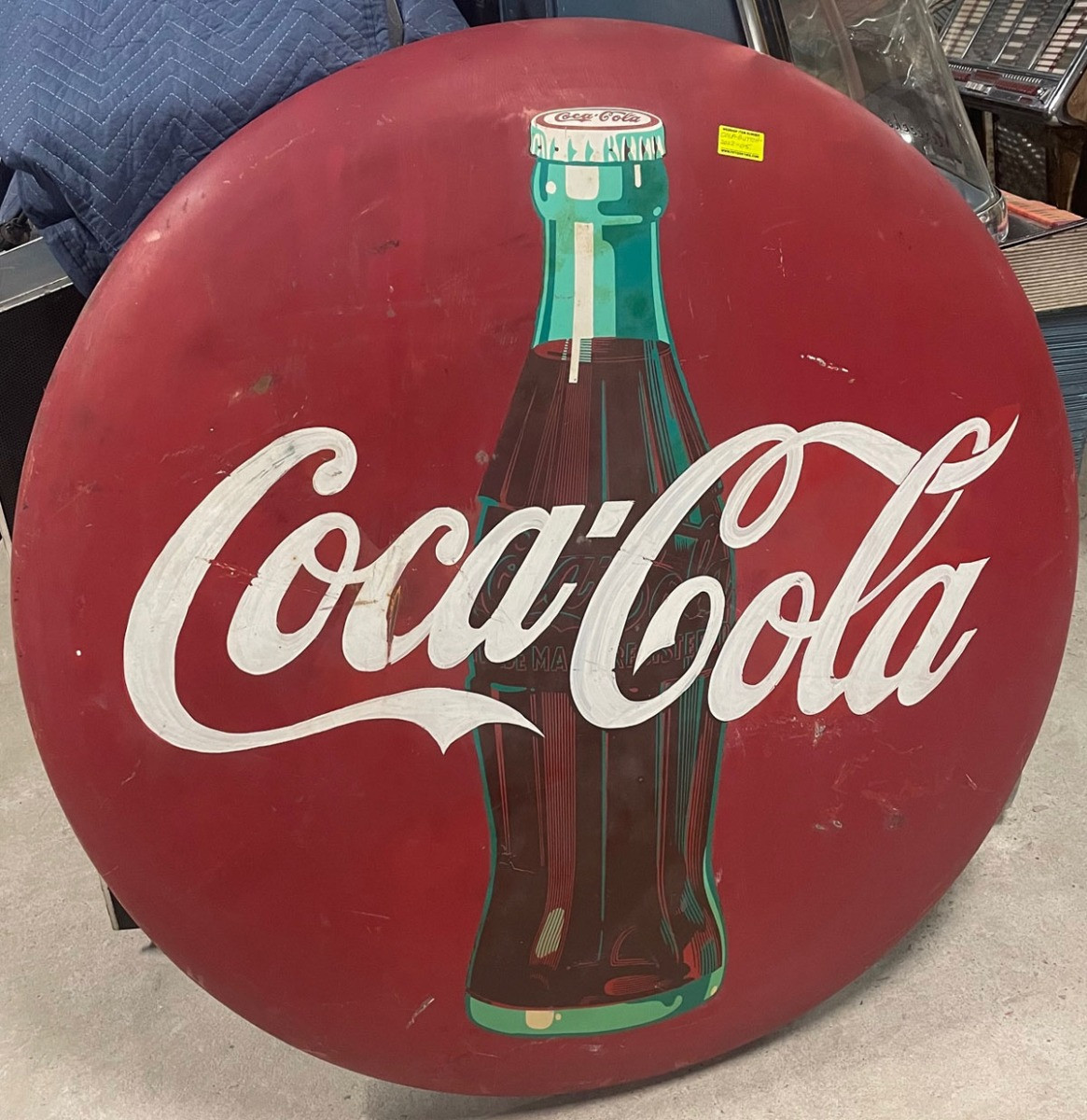 Coca-Cola Flesje Rond Zwaar Metalen Bord - 48"/121 cm Origineel