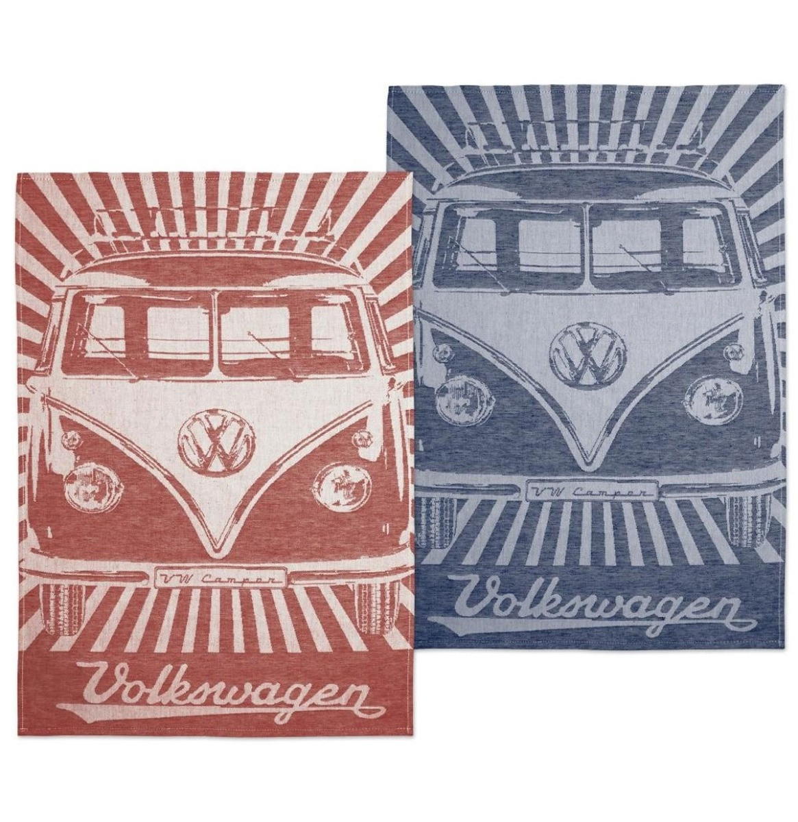 Volkswagen T1 Bus Theedoeken - Set Van 2 - Blauw & Rood