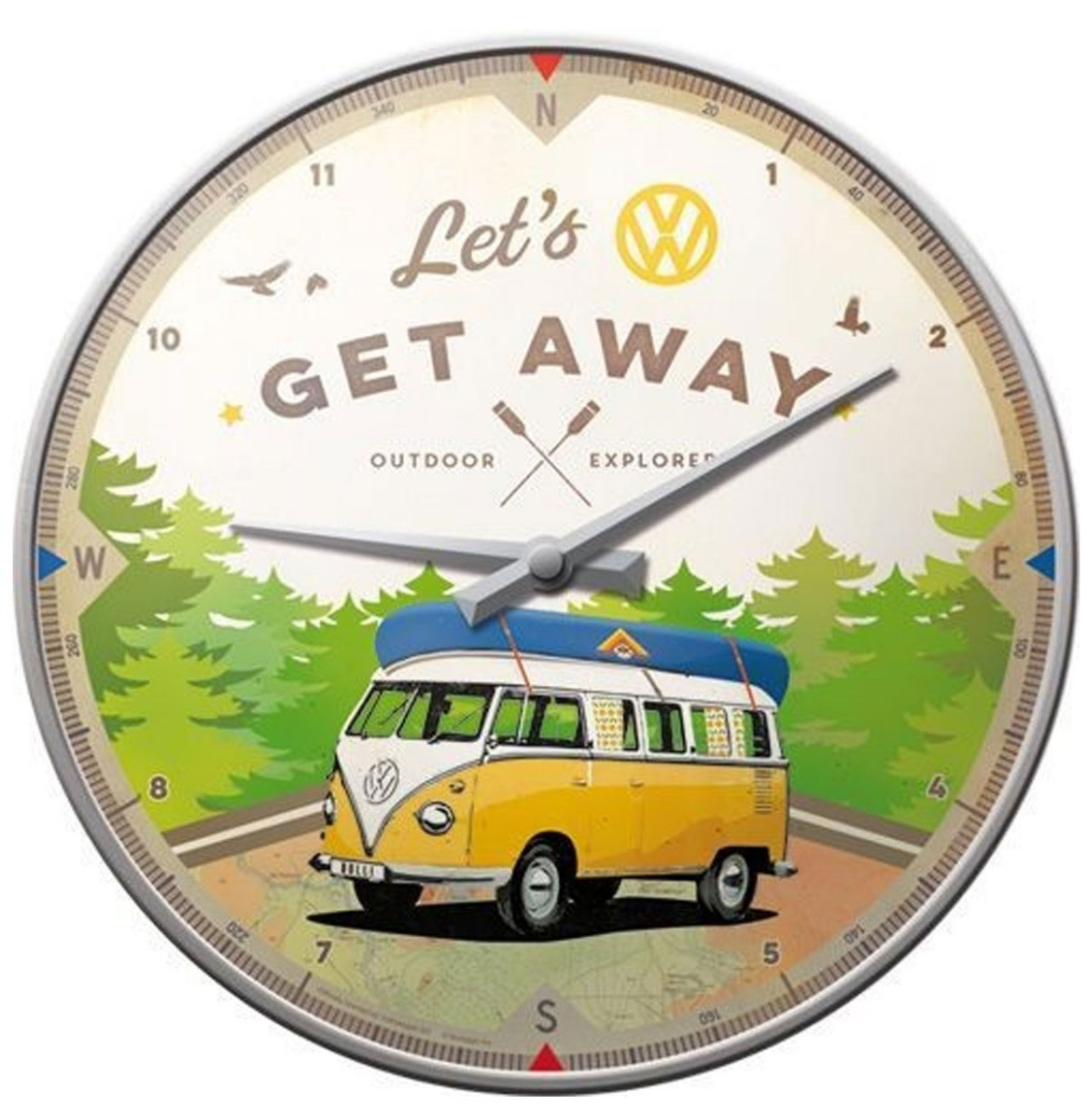 Wandklok Volkswagen Bulli Let&apos;s Get Away