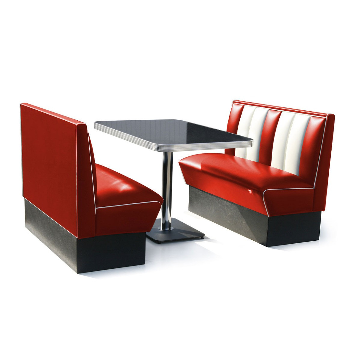 2 x Classic Dinerbooth Rood + Tafel