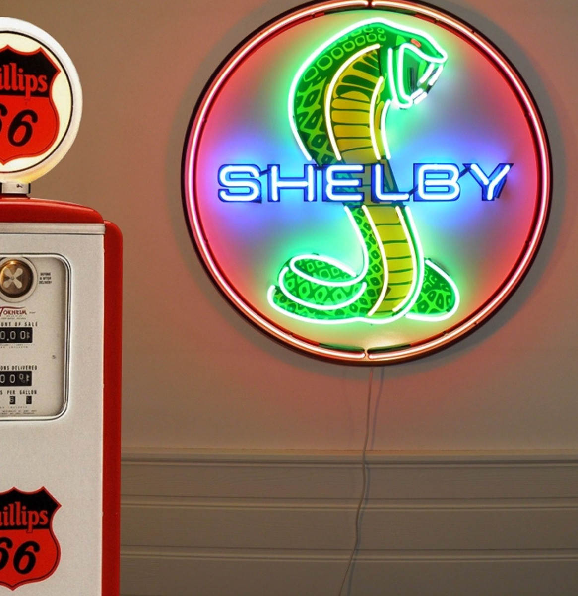 Shelby Logo Neon Verlichting Met Achterplaat XL 100 x 100 cm