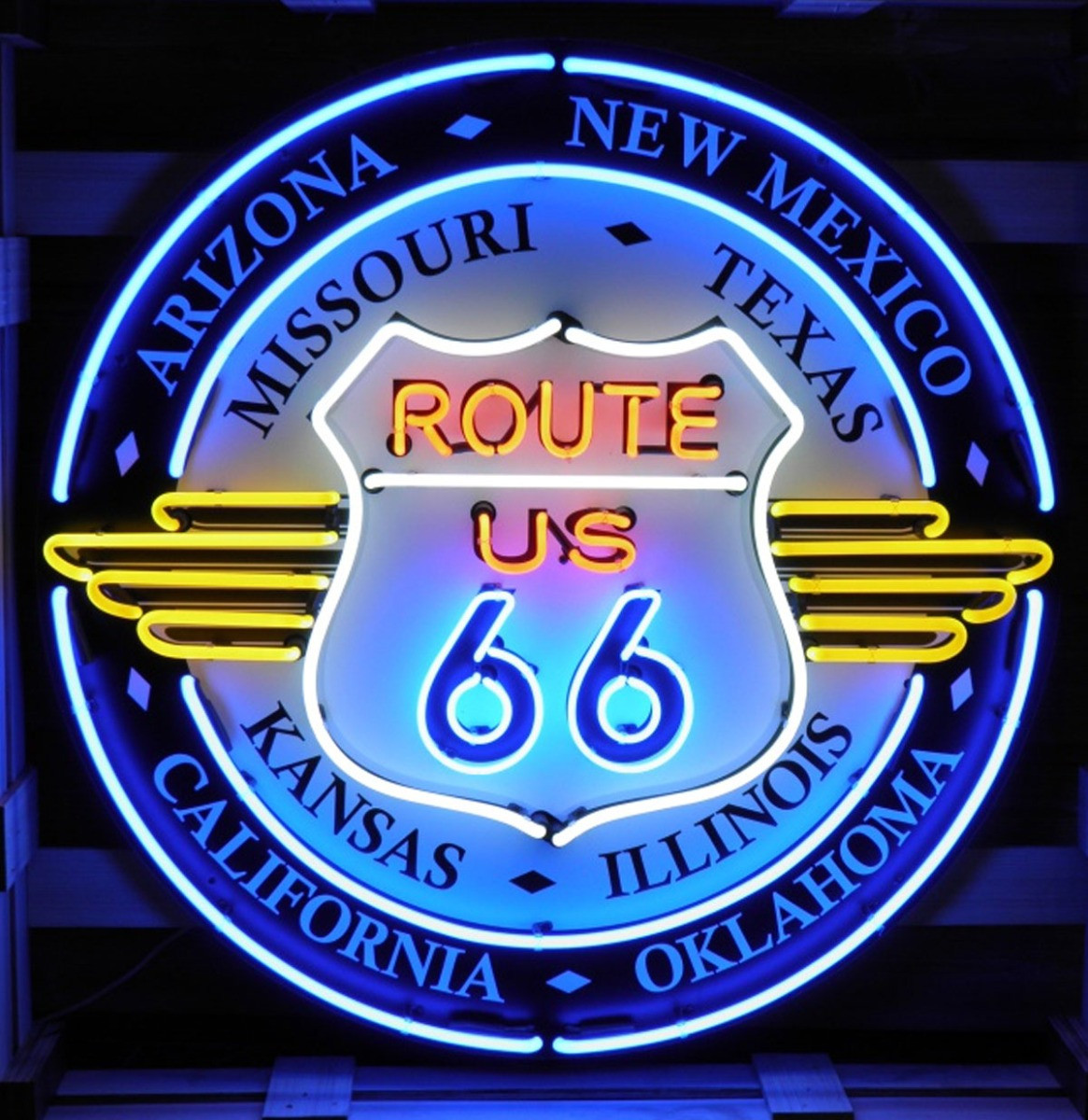 Route 66 All States Neon Verlichting XL 100 x 100 cm