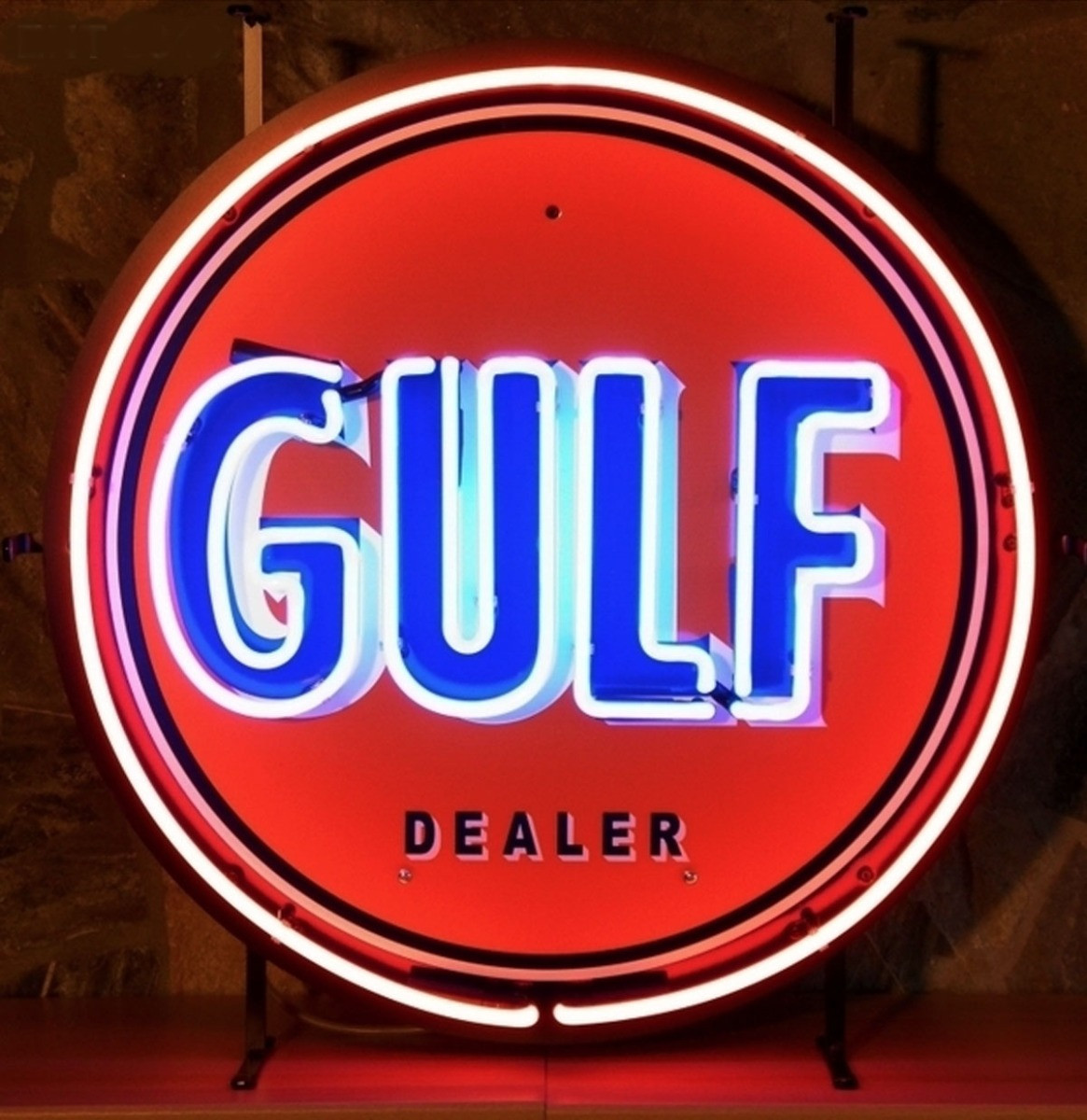 Gulf Logo Neon Verlichting Met Bord 64 x 64 cm