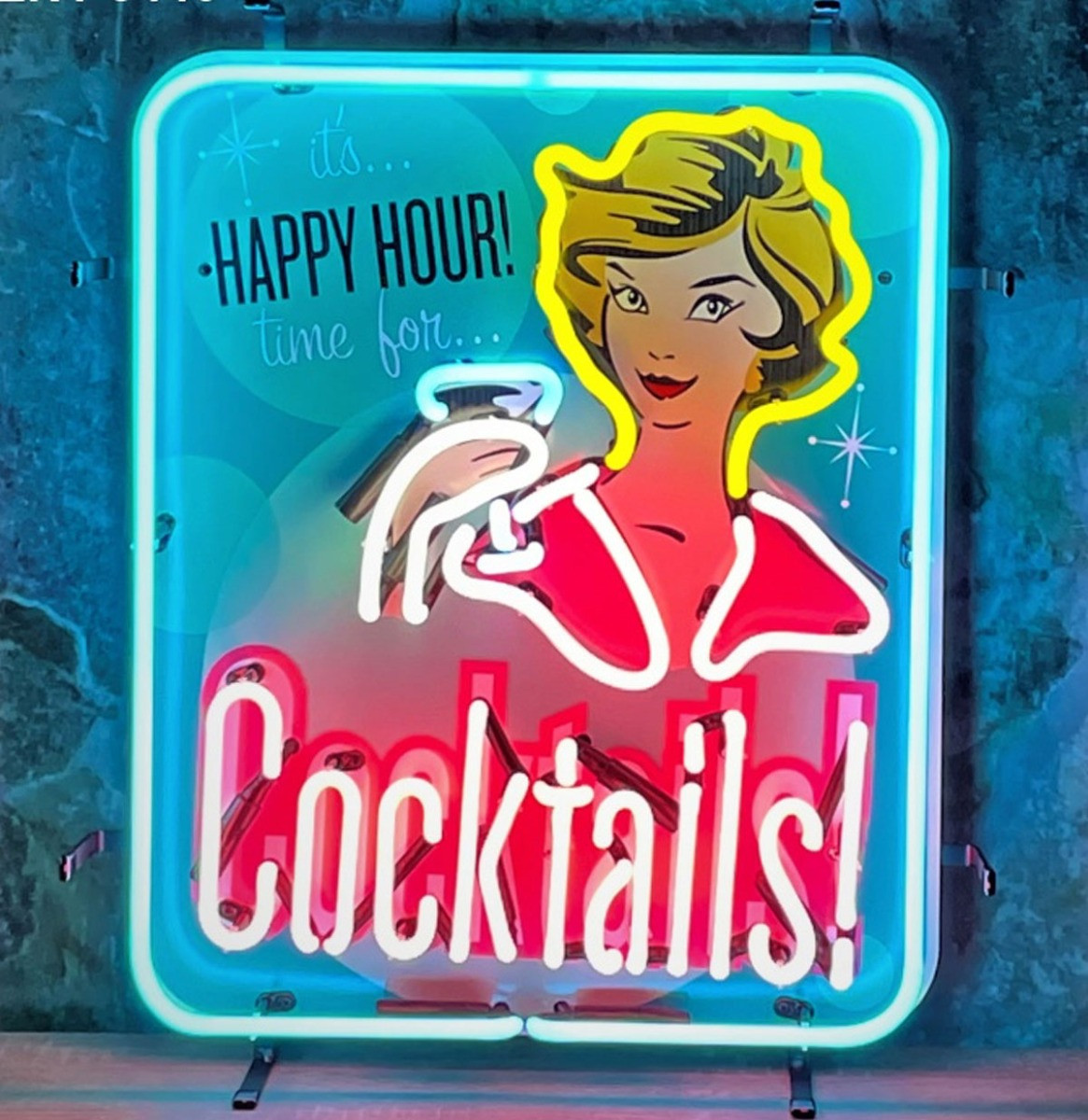Happy Hour Cocktails Neon Verlichting 50 x 60 cm