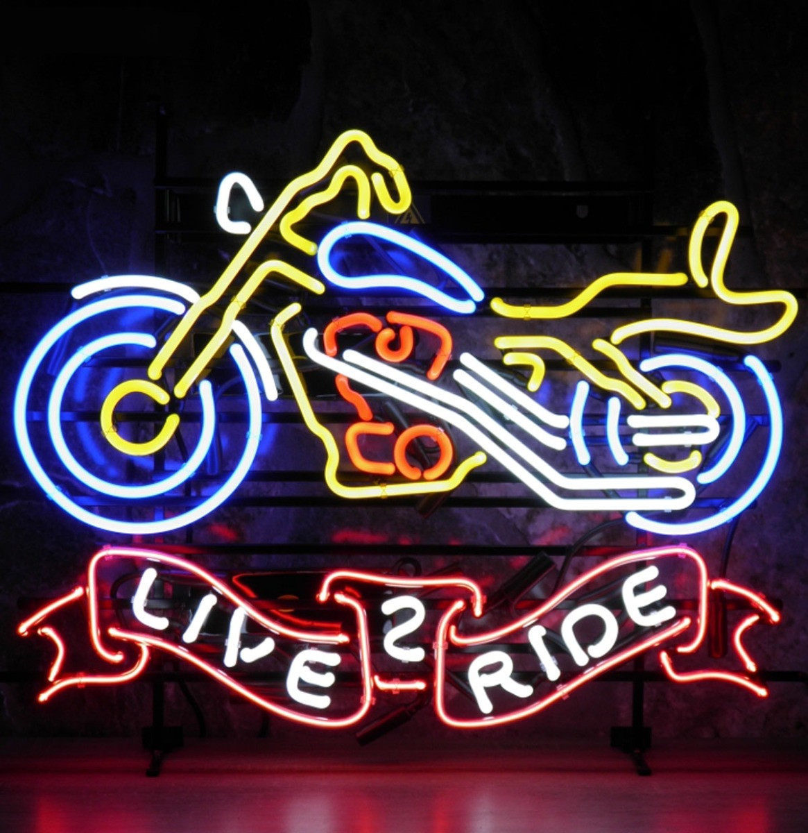 Live 2 Ride Neon Verlichting Motorfiets 71 X 61 CM
