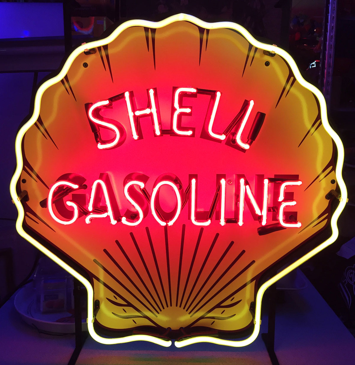 Shell Gasoline Neon Met Achterplaat 62 x 62 cm