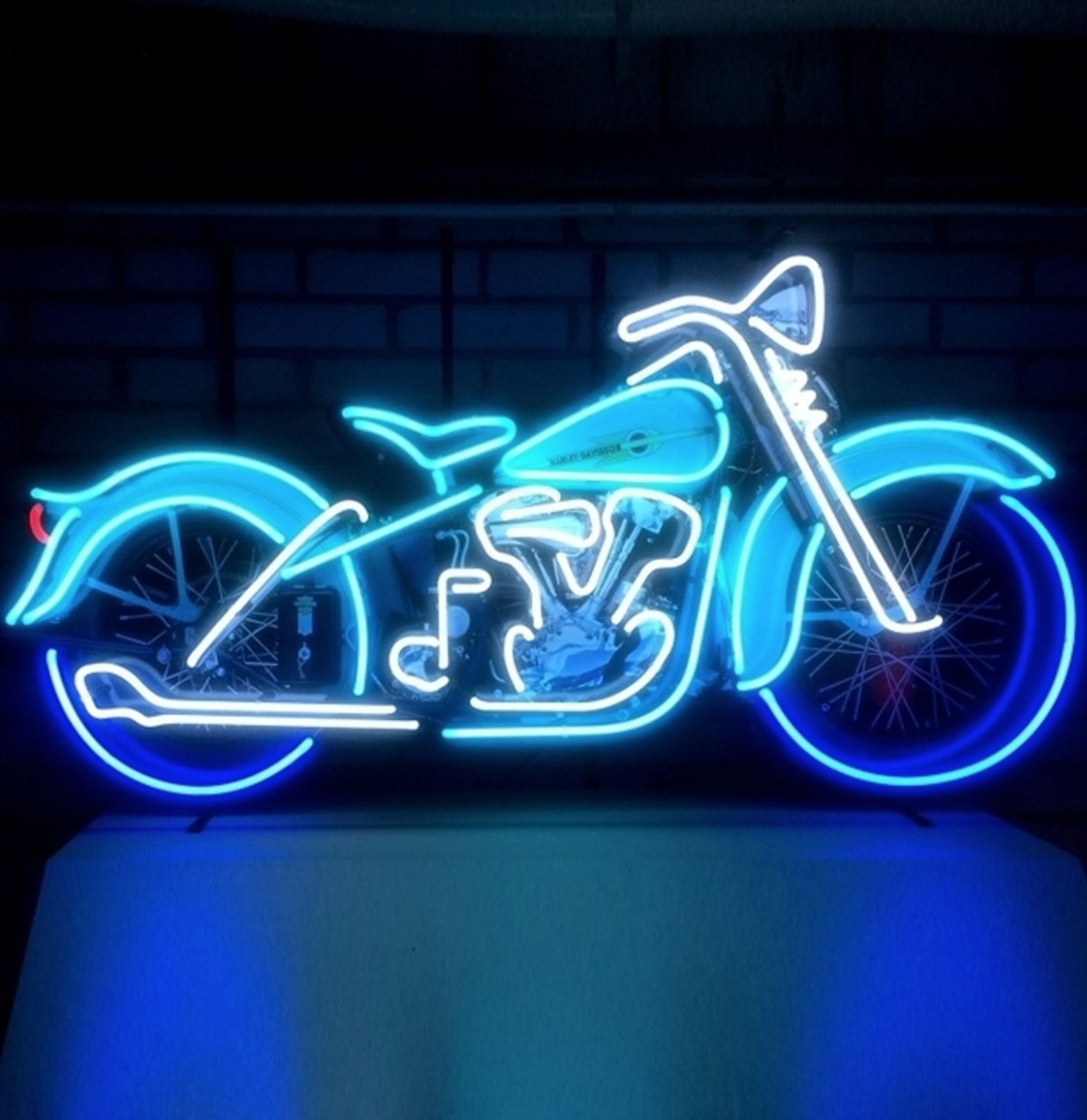 Grote Motorfiets Motorcycle Neon Met Achterplaat 124 x 62 cm