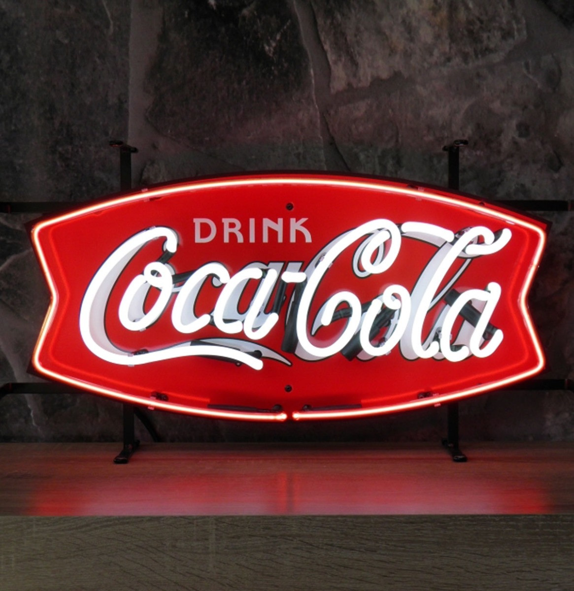 Coca-Cola Fishtail Neon Met Achterplaat 62 x 35 cm