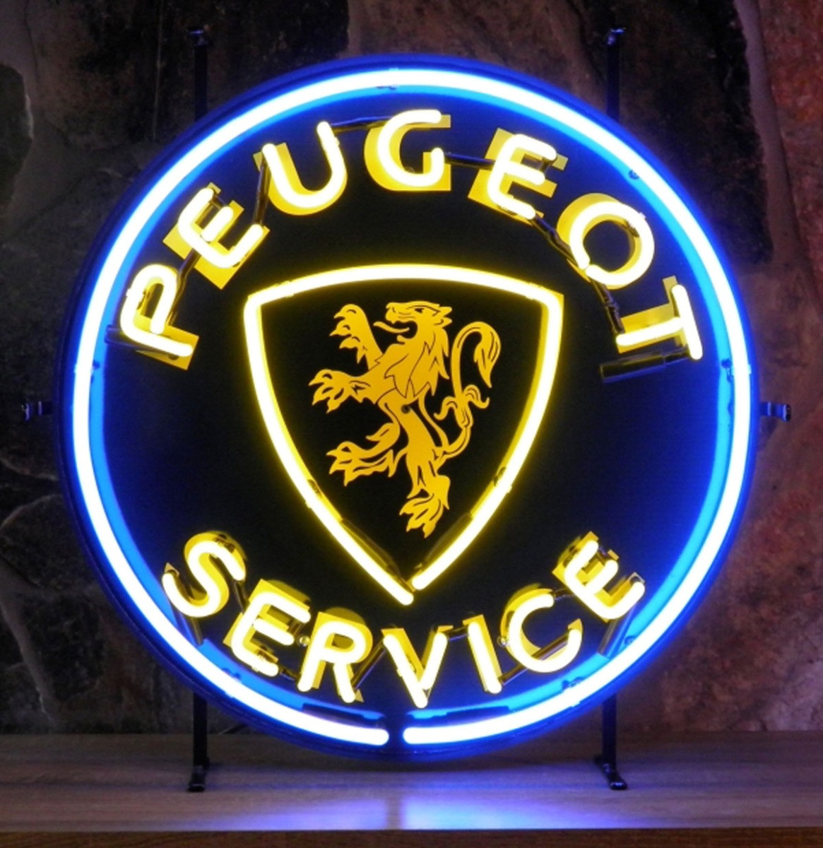 Peugeot Service Neon Met Achterplaat 65 x 65 cm