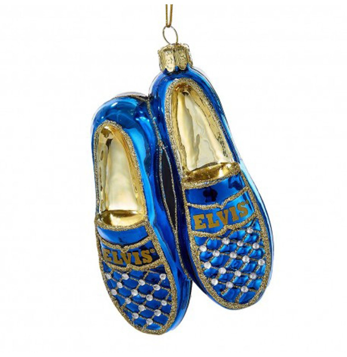 Elvis Presley Blue Suede Shoes Glazen Kerst Ornament