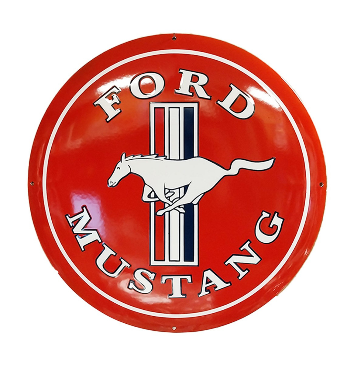 Ford Mustang Logo Rood Emaille Bord - Ø50cm