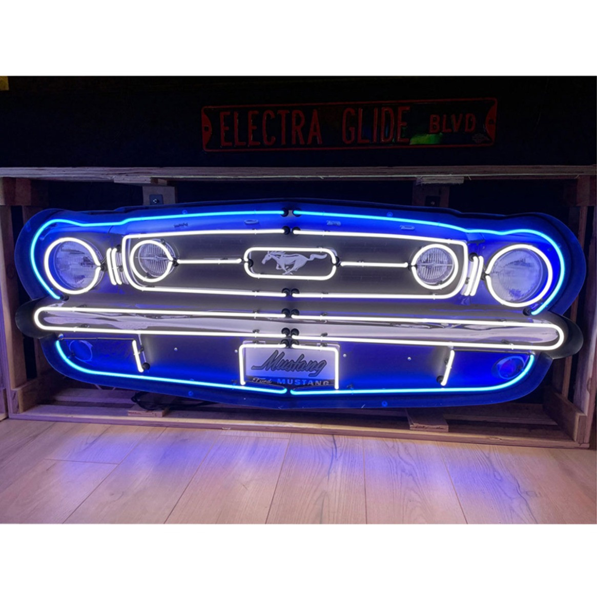 1966 Ford Mustang Voorkant Neon Verlichting 152 x 57 cm