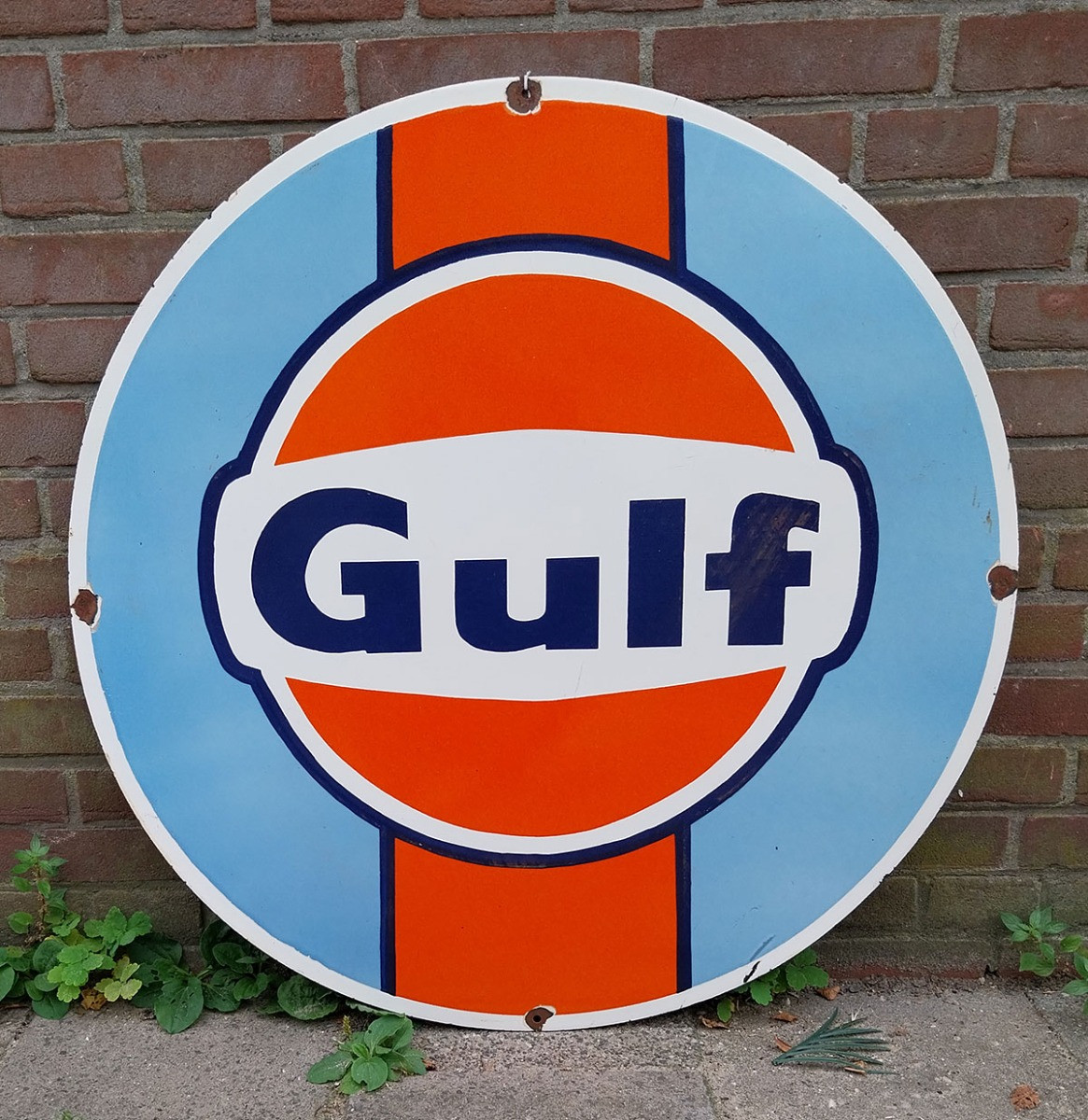 Gulf Logo Zwaar Emaille Bord - Ø76cm