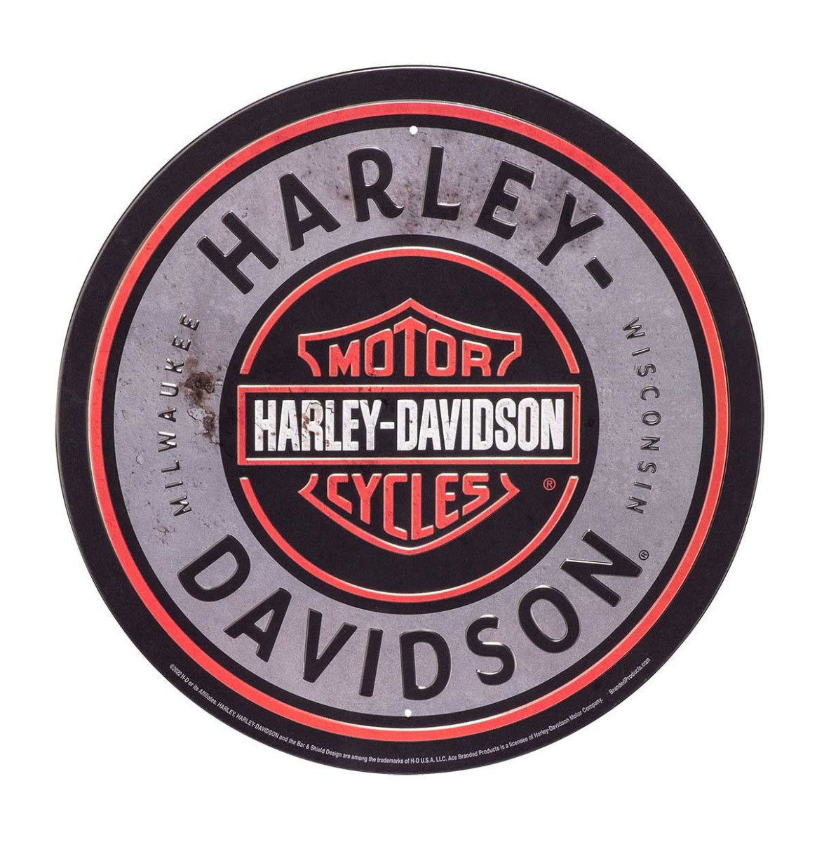 Harley-Davidson Bar & Shield Tinnen Bord Met Reliëf - 30 cm ø