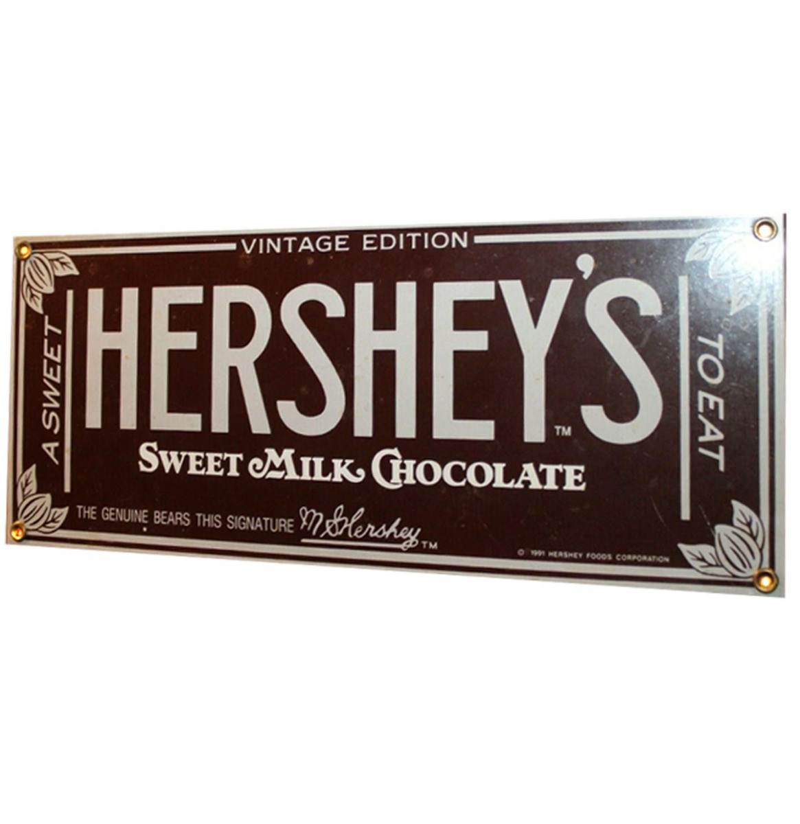Hershey&apos;s Sweet Milk Chocolate Emaille Bord - 32 x 13 cm - Ande Rooney - 1991