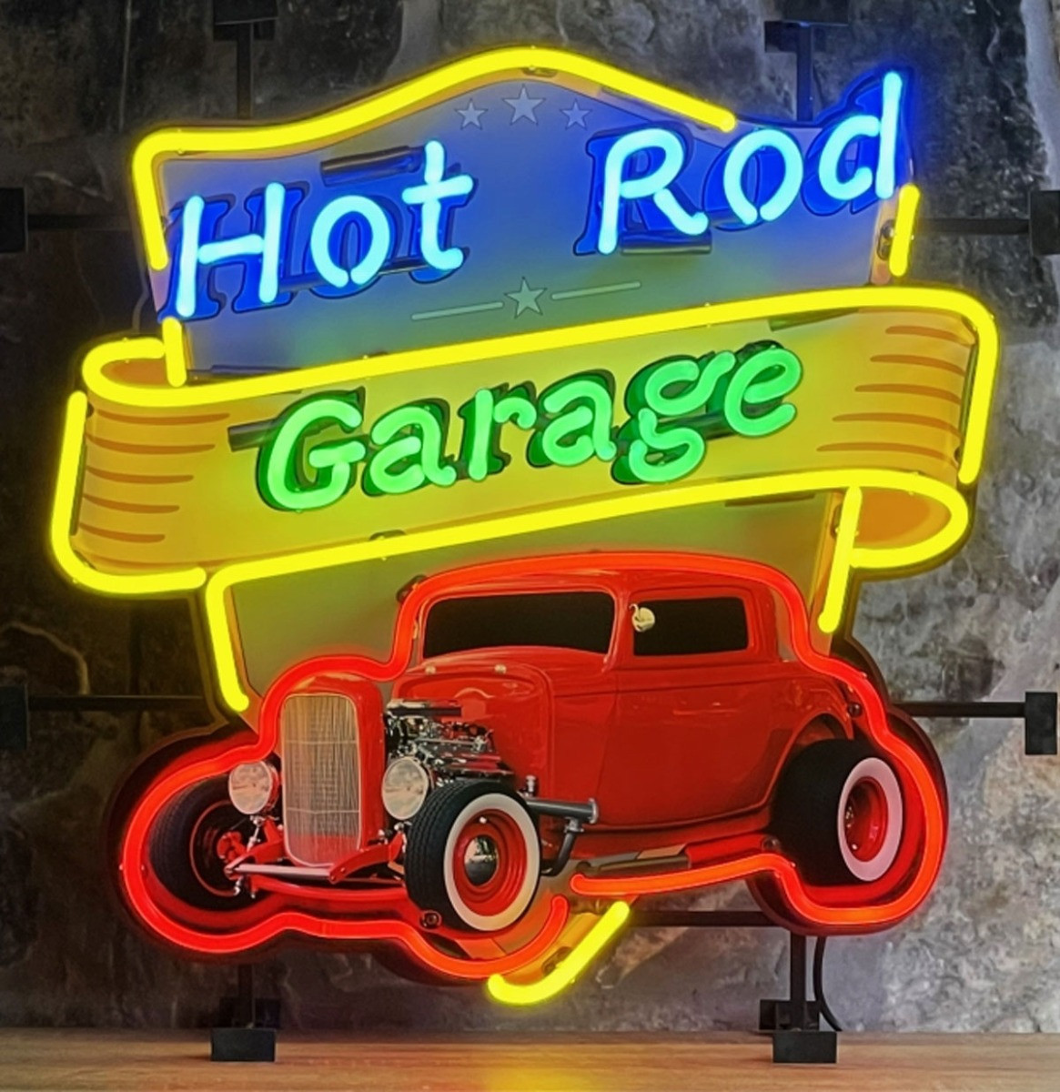 Hot Rod Garage Neon 65 x 65 cm