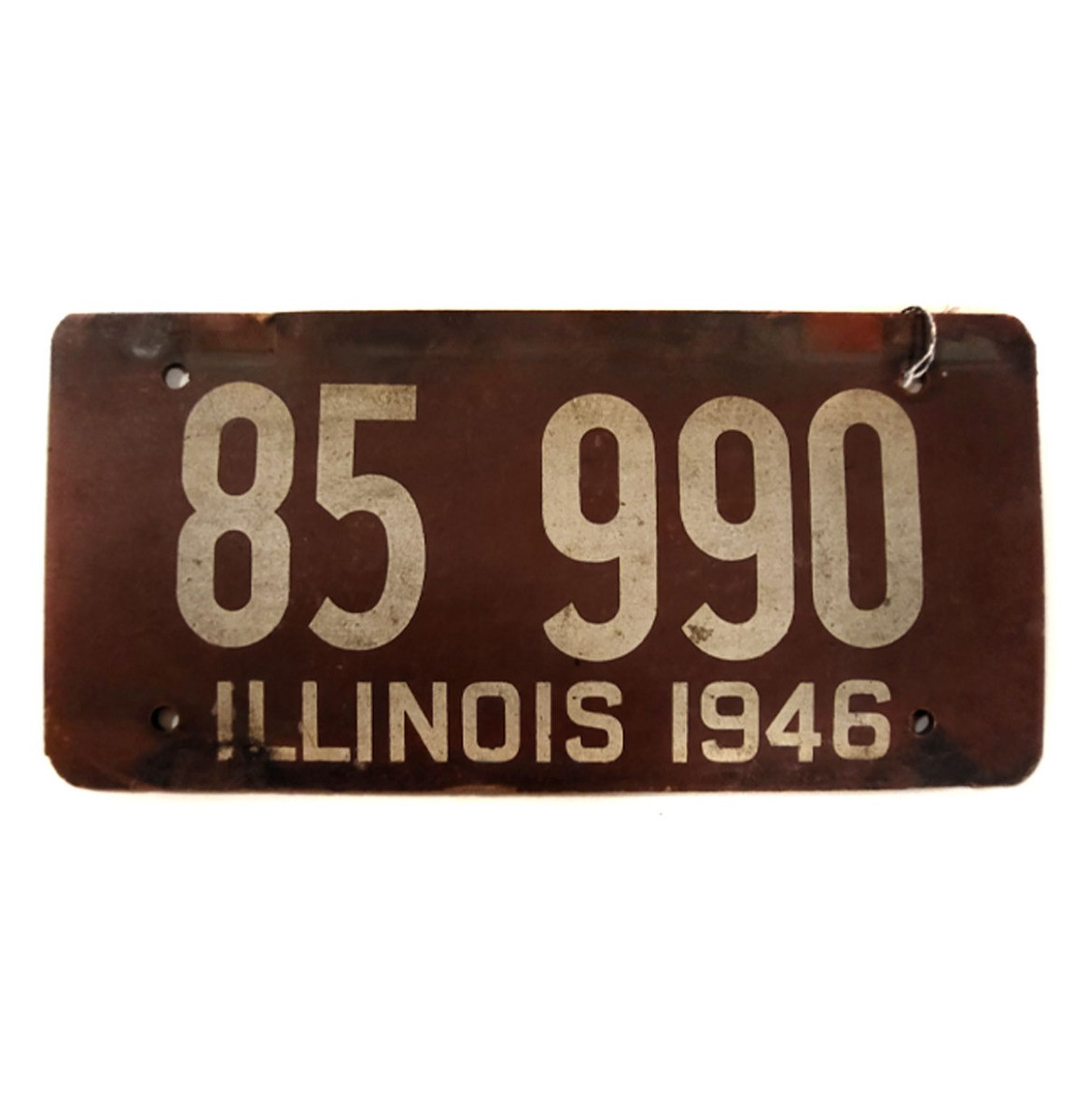 Illinois 1946 Kentekenplaat - Gemaakt Van Kokos - Erg Zeldzaam - Origineel