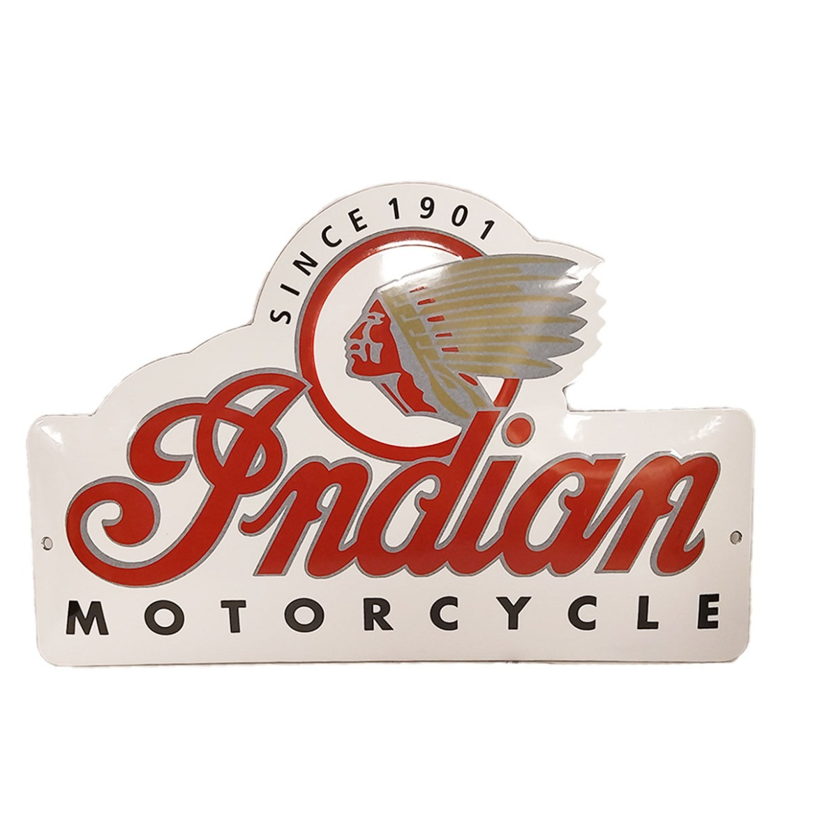 Indian Motorcycles Logo Wit Emaille Bord - 40 x 26cm