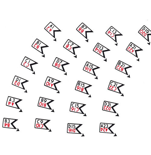 Wurlitzer Sticker Letters en Nummers Voor Platencarroussel 1900 / 2104 / 2304 / 2404 / 2504