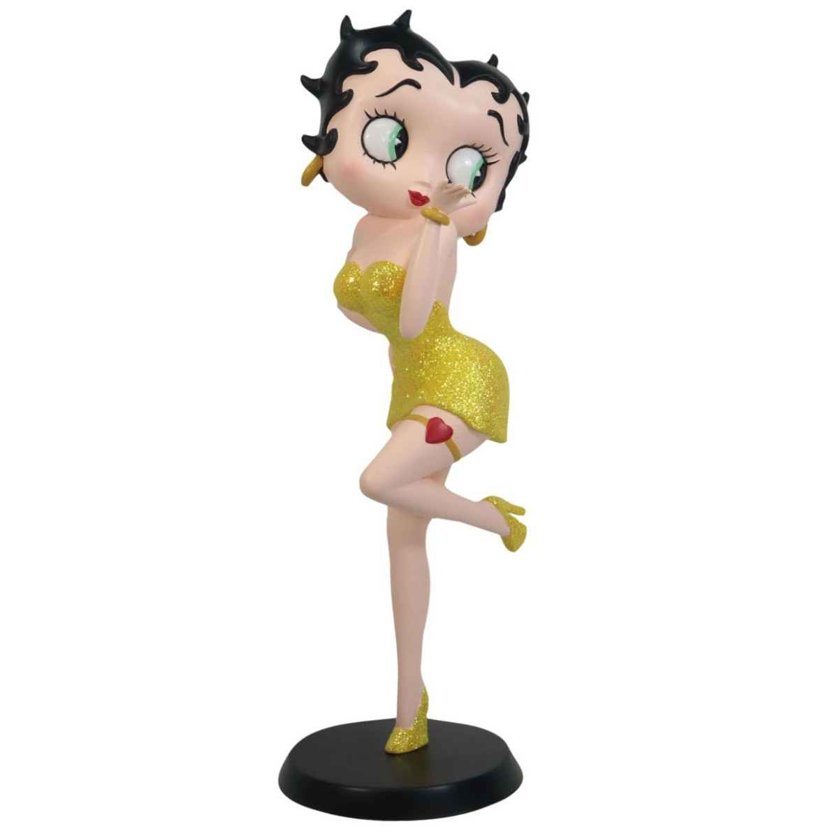 Betty Boop Blazende Kus (Gele Glitter Jurk) Beeldje