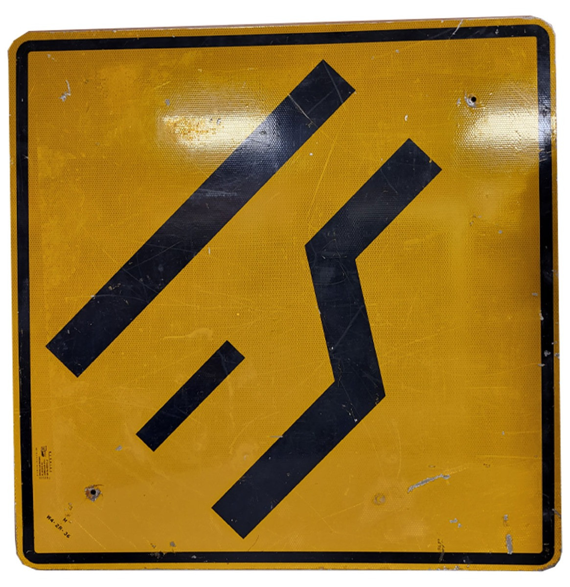 Lane Ends Merge Left Metalen Straatbord - Origineel - 92 x 92 cm