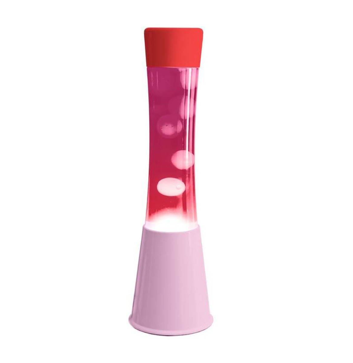 Fisura Lava Lamp - Roze Voet En Rode Top Met Roze Vloeistof En Witte Lava
