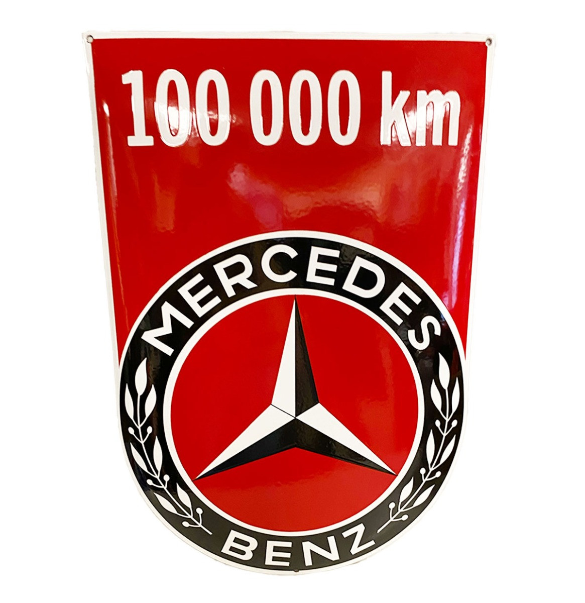 Mercedes Benz 100.000km Rood Emaille Bord - 60 x 41cm