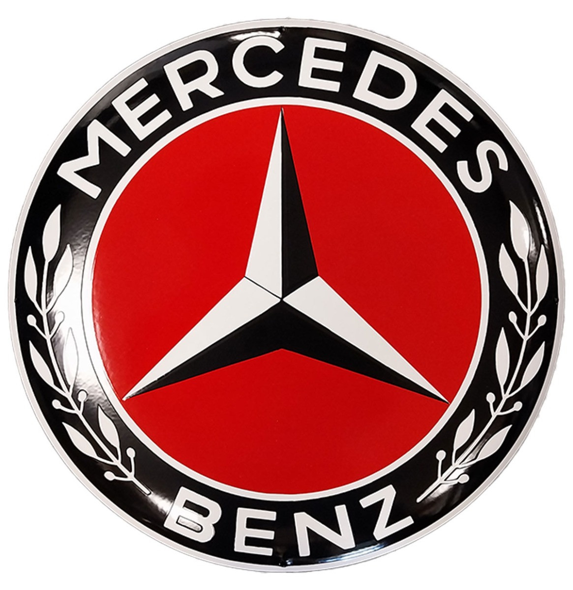 Mercedes-Benz Logo Rood Emaille Bord - Ø60cm