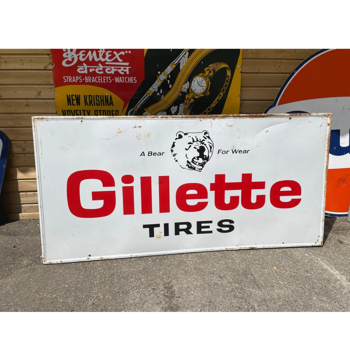 Gilette Tires Metalen Bord - Origineel - 236 x 114 cm