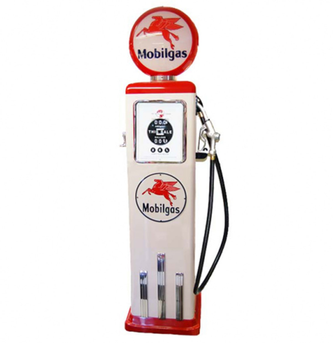 Mobilgas 8 Ball Elektrische Benzinepomp Met Voet - Rood & Wit - Reproductie