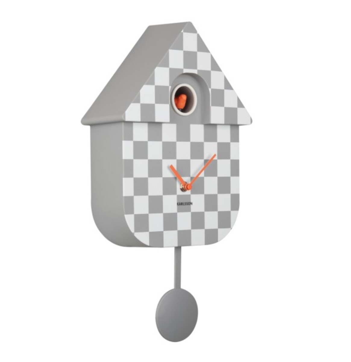 Karlsson Wandklok Modern Cuckoo - Checkered Grijs