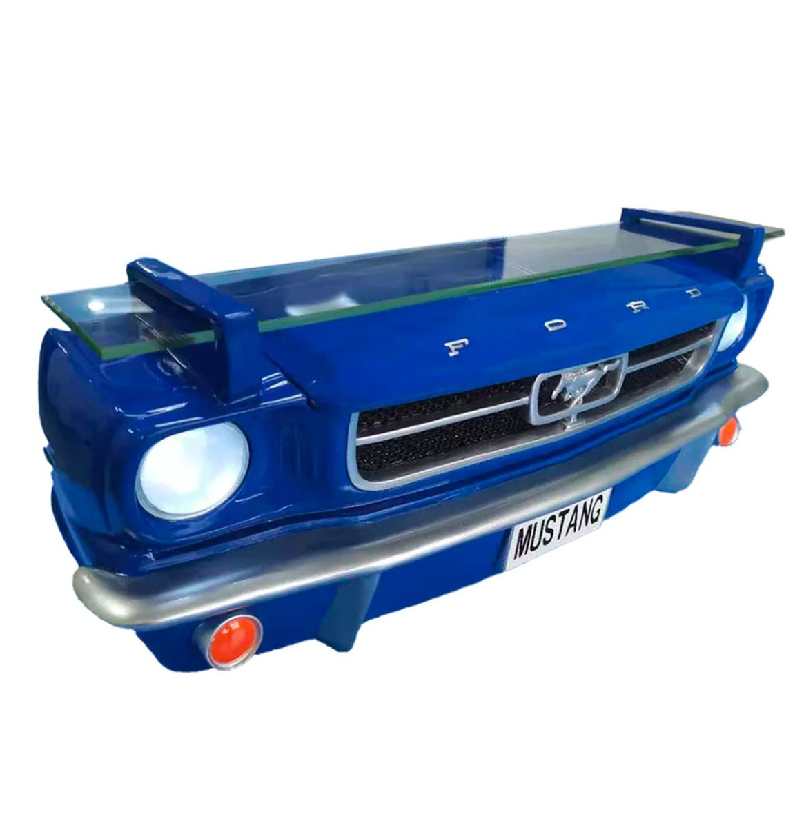 BINNENKORT: 1965 Ford Mustang Voorkant Wandplank Met Verlichting - Blauw