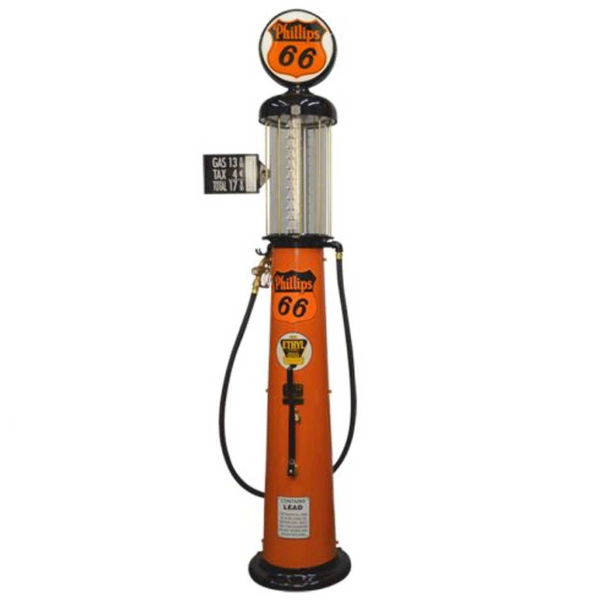 Wayne 615 Phillips 66 Ethyl 10 Gallon Benzinepomp - Oranje & Zwart - Reproductie