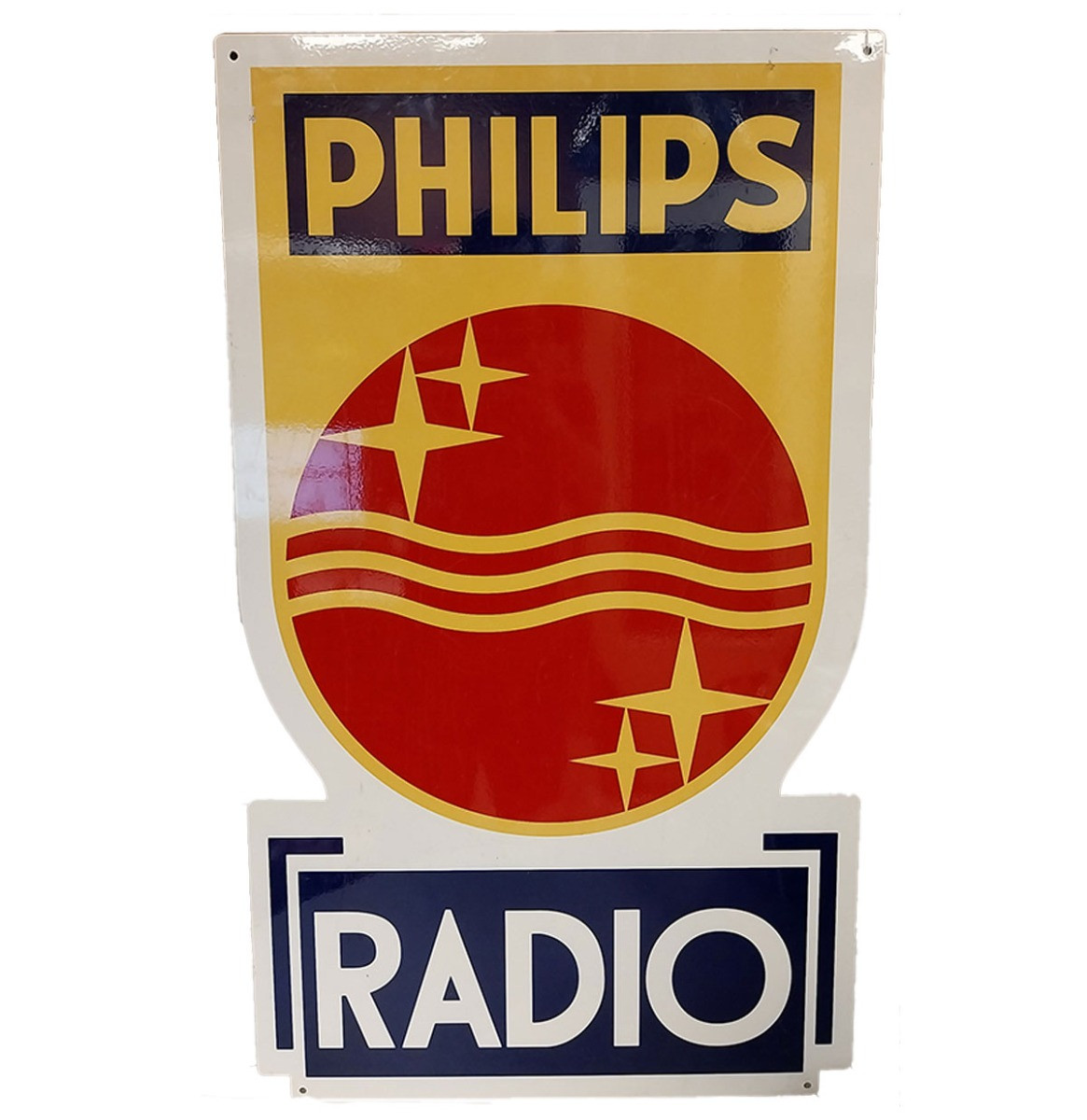 Dubbelzijdig Philips Radio Vintage Emaille Bord - 92 x 53cm