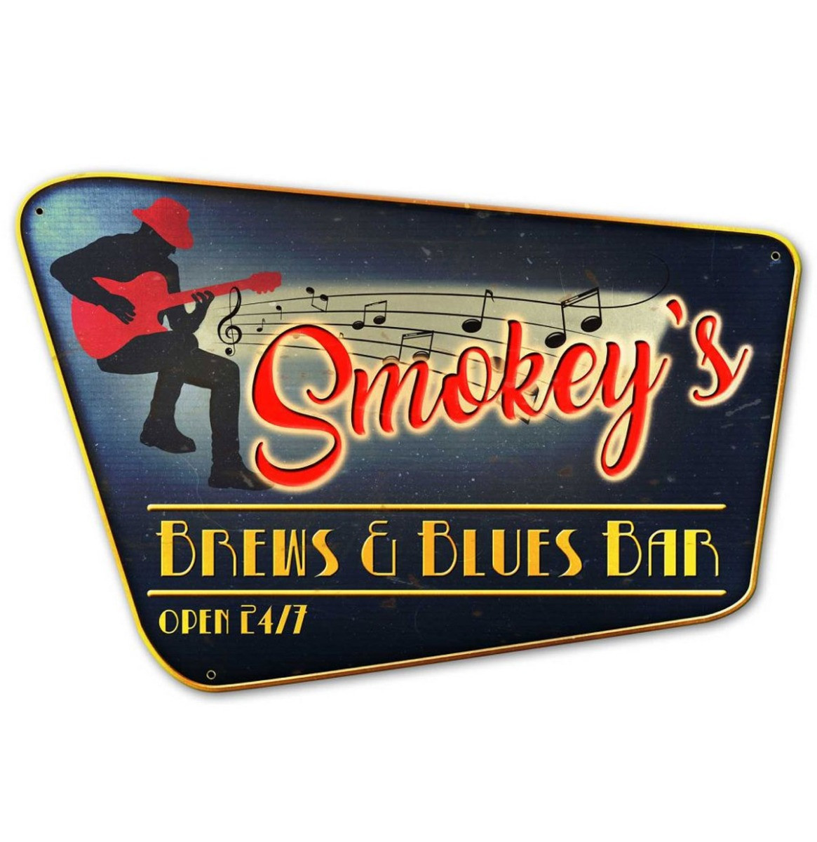 Smokey&apos;s Brews & Blues Bar Zwaar Metalen Bord - 75 x 50 cm