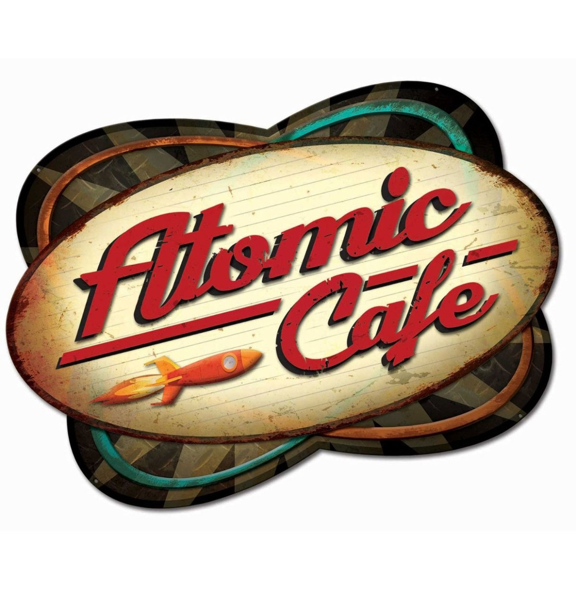 Atomic Cafe Retro Zwaar Metalen Bord 73 x 50 cm