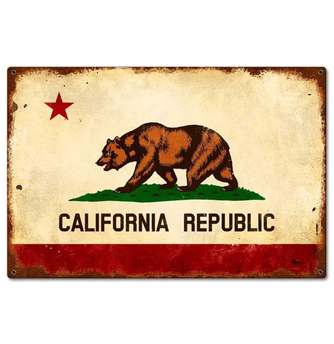 California Republic Vlag Zwaar Metalen Bord 39,5 x 60 cm
