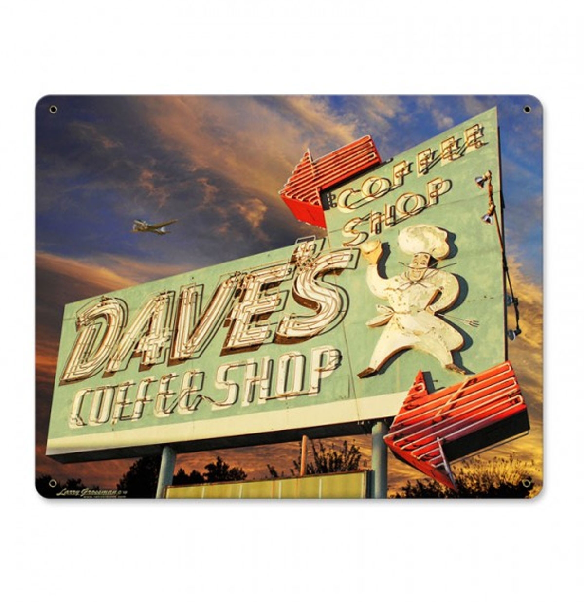 Dave&apos;s Coffee Shop by Larry Grossman Zwaar Metalen Bord