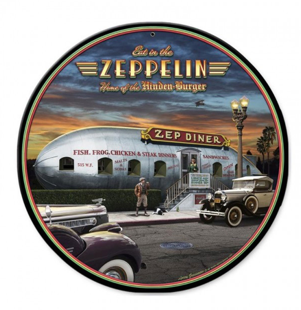 Eat in the Zeppelin &apos;Zep Diner&apos; Zwaar Metalen Bord XL