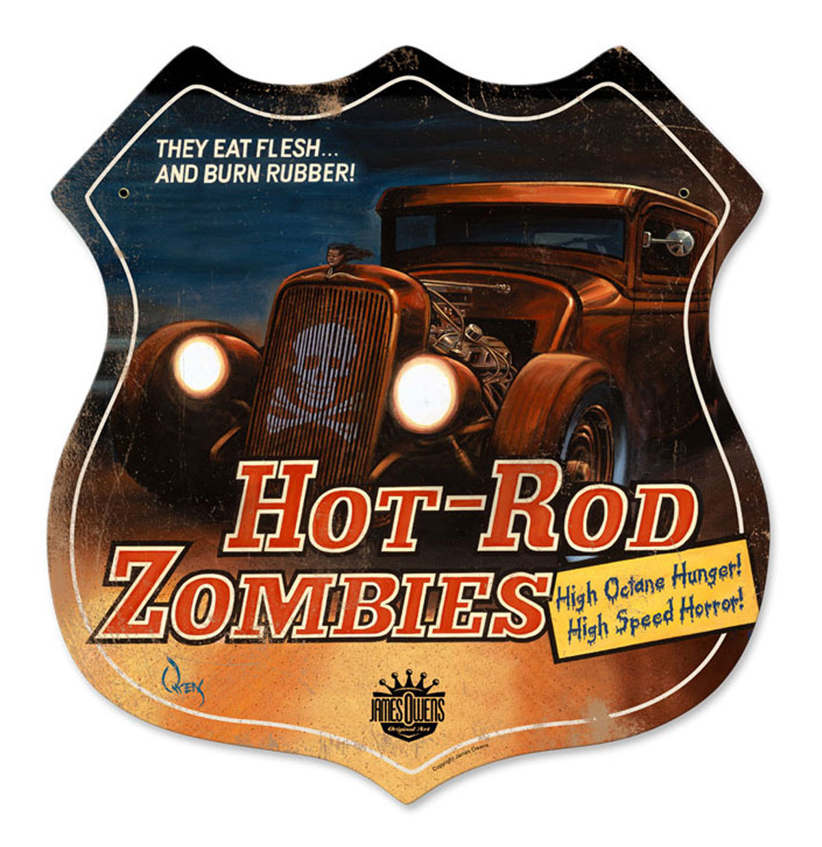 Hot-Rod Zombies Zwaar Metalen Bord