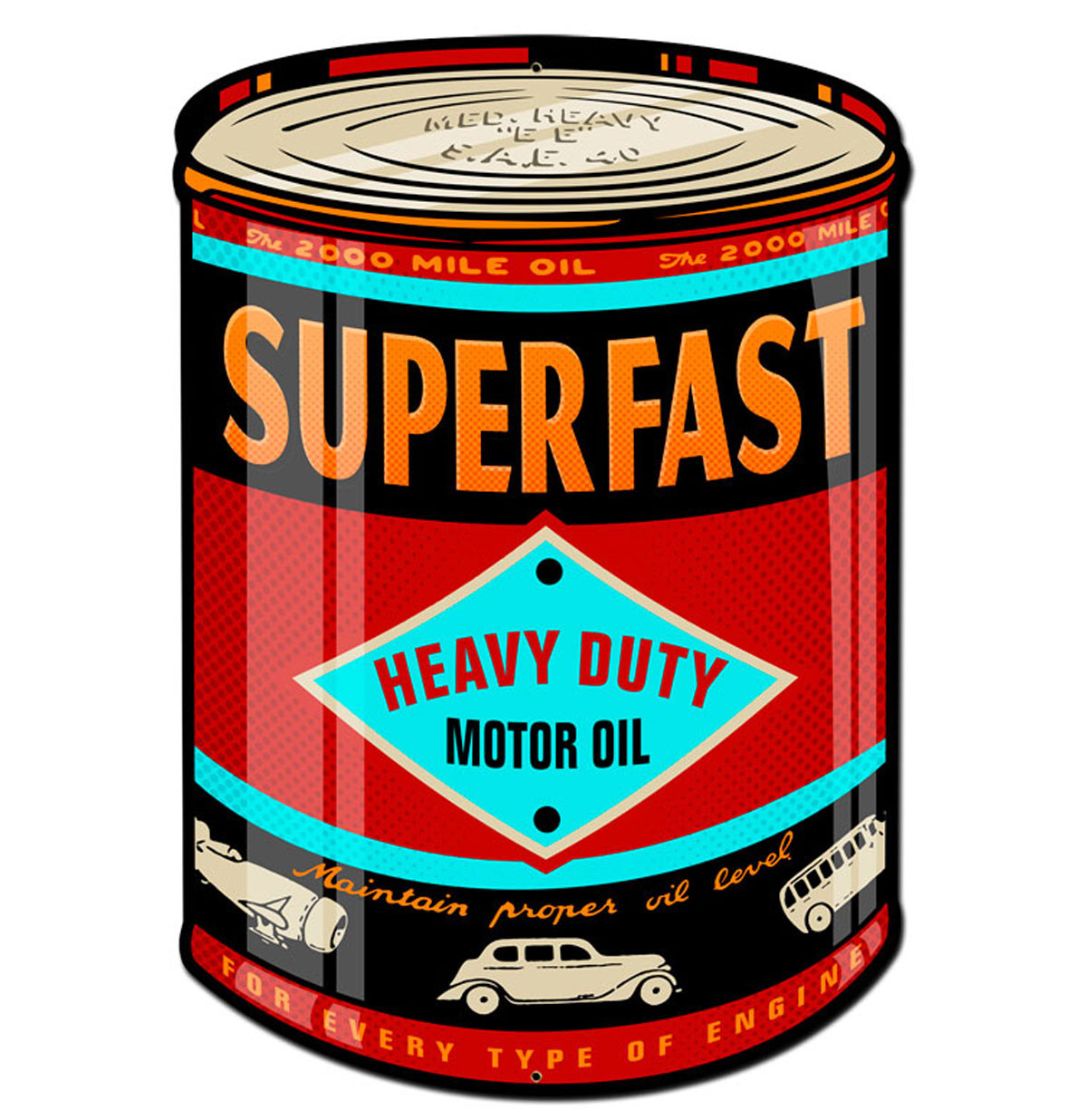 Superfast Motor Oil Can Shaped Zwaar Metalen Bord