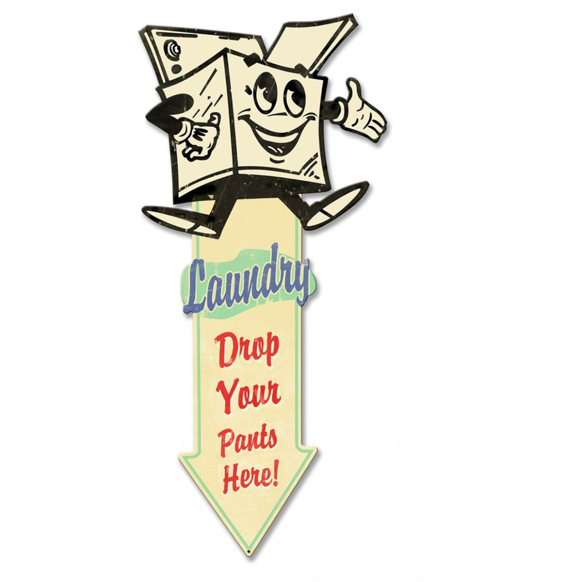 Laundry Arrow Down Zwaar Metalen Bord 60 x 28 cm