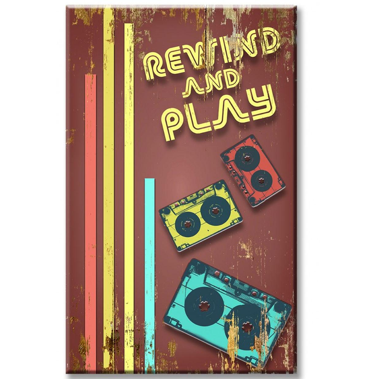 Rewind and Play Cassettebandjes Retro Stijl Houten Bord