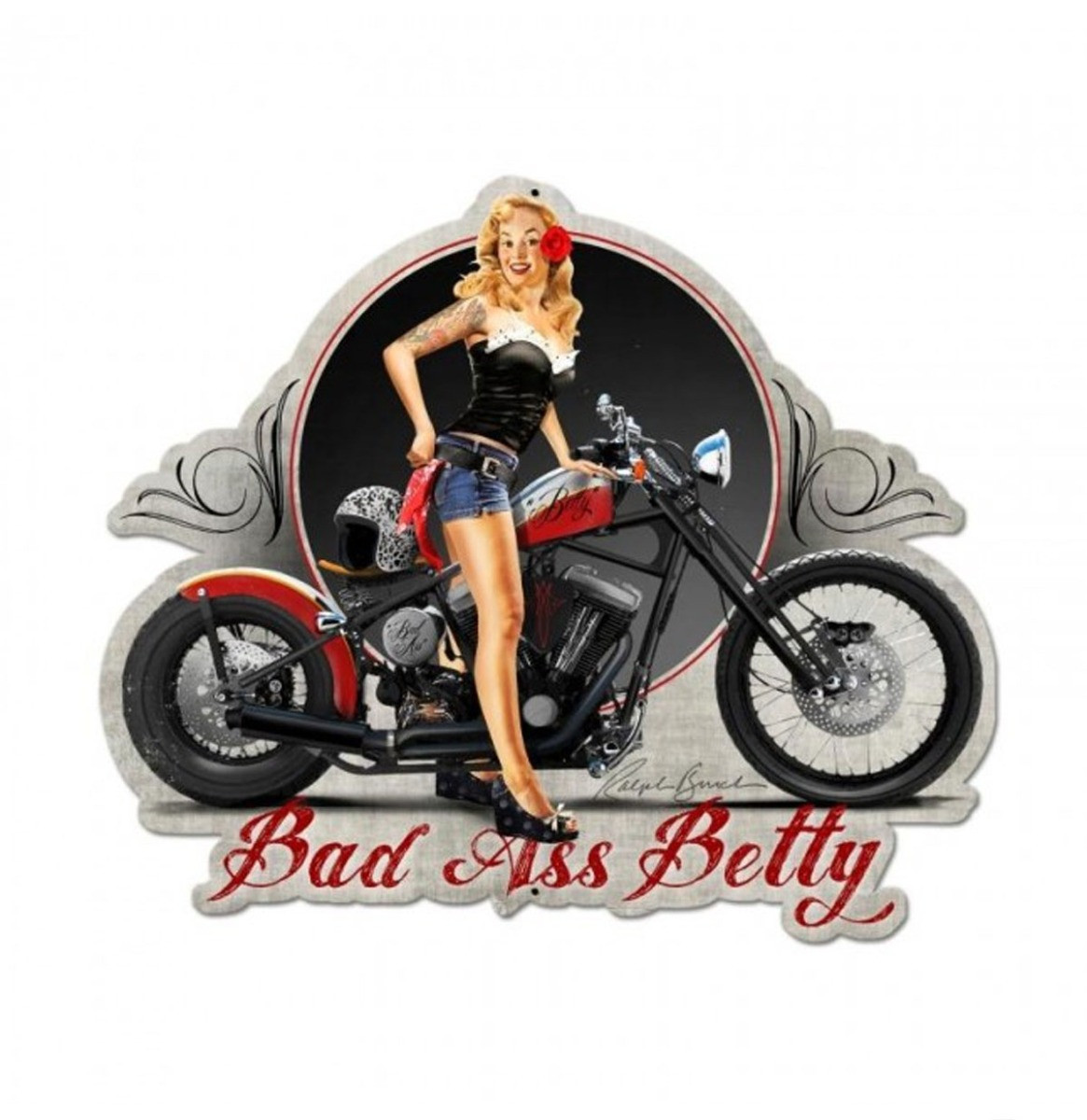 Bad Ass Betty Pin-Up Zwaar Metalen Bord 49 x 60 cm